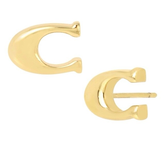 Coach Signature C gold tone Stud Earrings - Picture 1 of 3